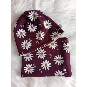 Virágos téli sapka, sál szett