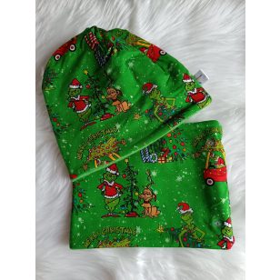 Zöld Grinch téli sapka, sál szett