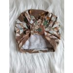 Bézs leveles újszülött turbán